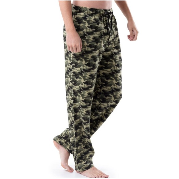 Fruit of the Loom Men’s Fleece Sleep Pajama Pants in Green Camo Pattern. Size L - Picture 5 of 7